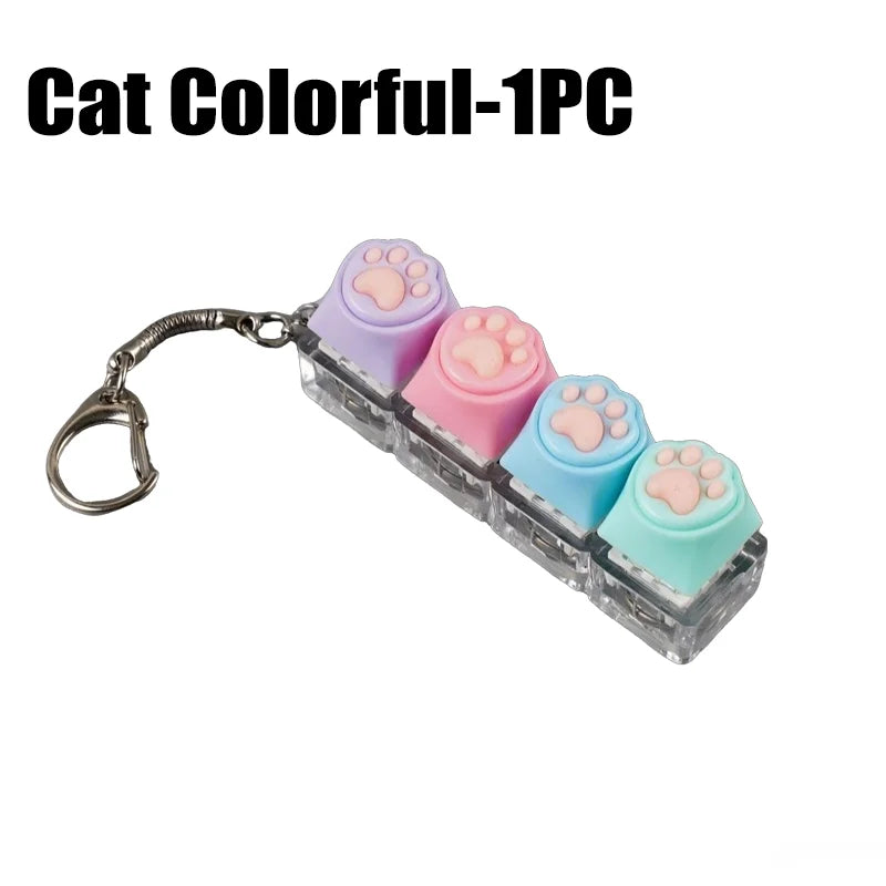 LED Light Keyboard Keychain Fidget Toy Clickable Button Stress Relief Portable Desk A lifestyle view