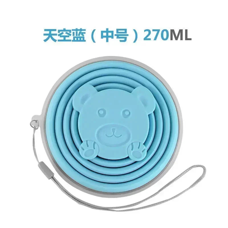 180ml Outdoor Silicone Folding Cup Travel Casual Mug Cartoon Bear Collapsible Reusabl alternate view