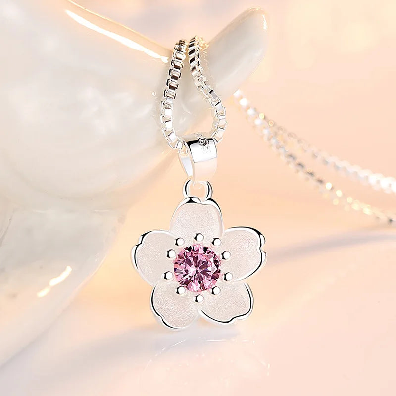 925 Sterling Silver Pink Purple Peach Blossom Necklace | GaaBou Jewellery alternate view