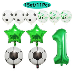 11pcs Football Foil Balloons Soccer Party Decorations | Green Number Ball Set alternate view
