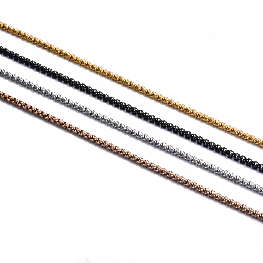 Stainless Steel Figaro Pearl Chain Necklace | Unisex Pendant Jewelry additional angle
