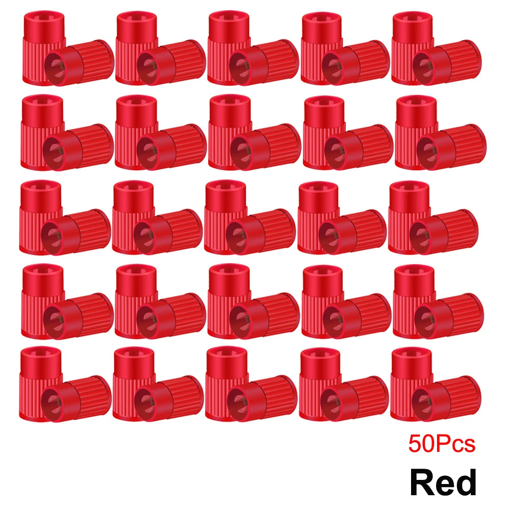 Plastic Tire Valve Caps Built-in Valve Core Remover Tool Universal Stem Covers for Car close-up view