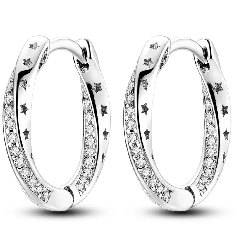 Hot Classic Original 925 Sterling Silver Earrings Colorful Circle Hoop Earrings For Wome detail view