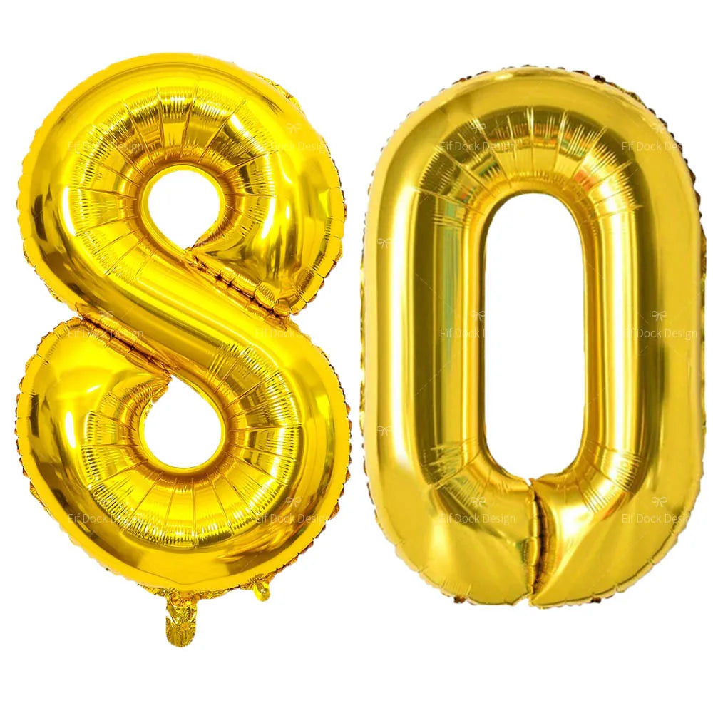 Large Gold Number Balloon 40 Inch | Milestone Birthday & Anniversary Decoration close-up view