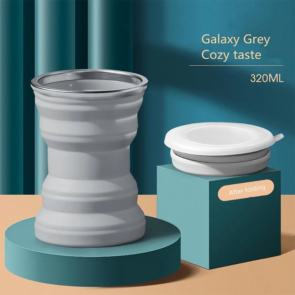 Portable Foldable Silicone Cup | Travel Mug with Lid and Lanyard alternate view