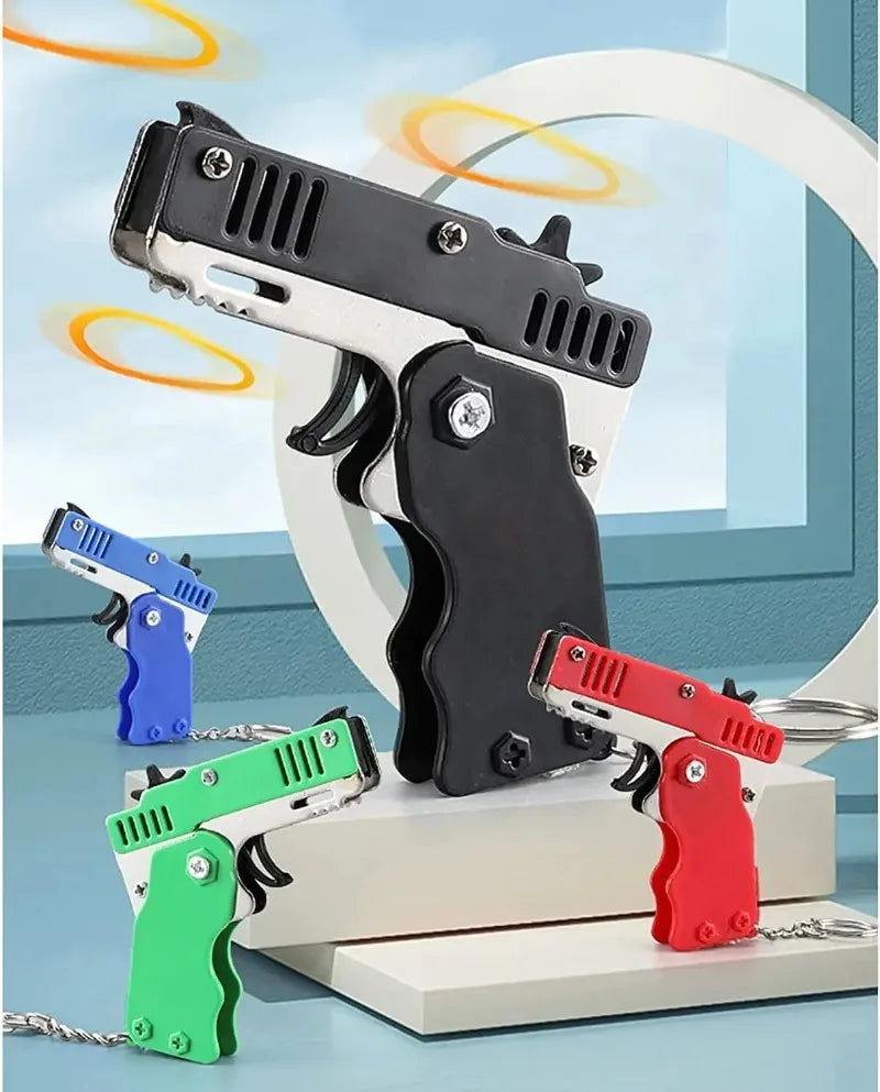 Keychain Gun 60 Pieces Rubber Band Shooter Children's Holiday Gift Outdoor Party Gift lifestyle view