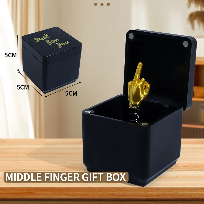 3D Middle Finger in a Box | Funny Novelty Gift for Office Desk Prank