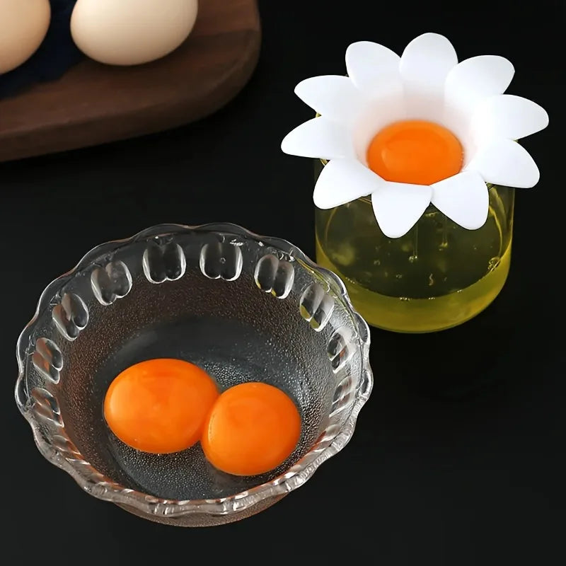 1pc/ Cute Flower Design Egg White Yolk Separator Kitchen Gadgets Baking Tools Egg Extr close-up view
