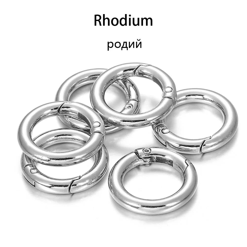 Ring Spring Clasp Openable Round Carabiner Keychain Clips Hook Dog Chain Jewelry Buckle detail view