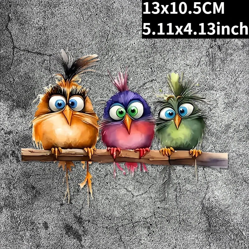Funny Cartoon Bird Window Stickers | Self-Adhesive PVC Home Decals lifestyle view