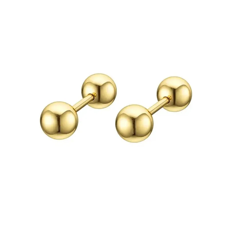2pcs 16G Stainless Steel Stud Earrings, Small Ball Screwback Earrings Ear Bone Nail Lip Piercing Body Jewelry Accessory