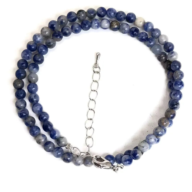 Natural Stone Bead Adjustable Necklace | Agate Opal Tigers Eye Quartz Crystal Jewelry lifestyle view
