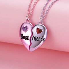 A Girl 2Pcs/set Multicolour Heart-shaped Stitching Best Friend Bestie Necklace BFF Fr alternate view