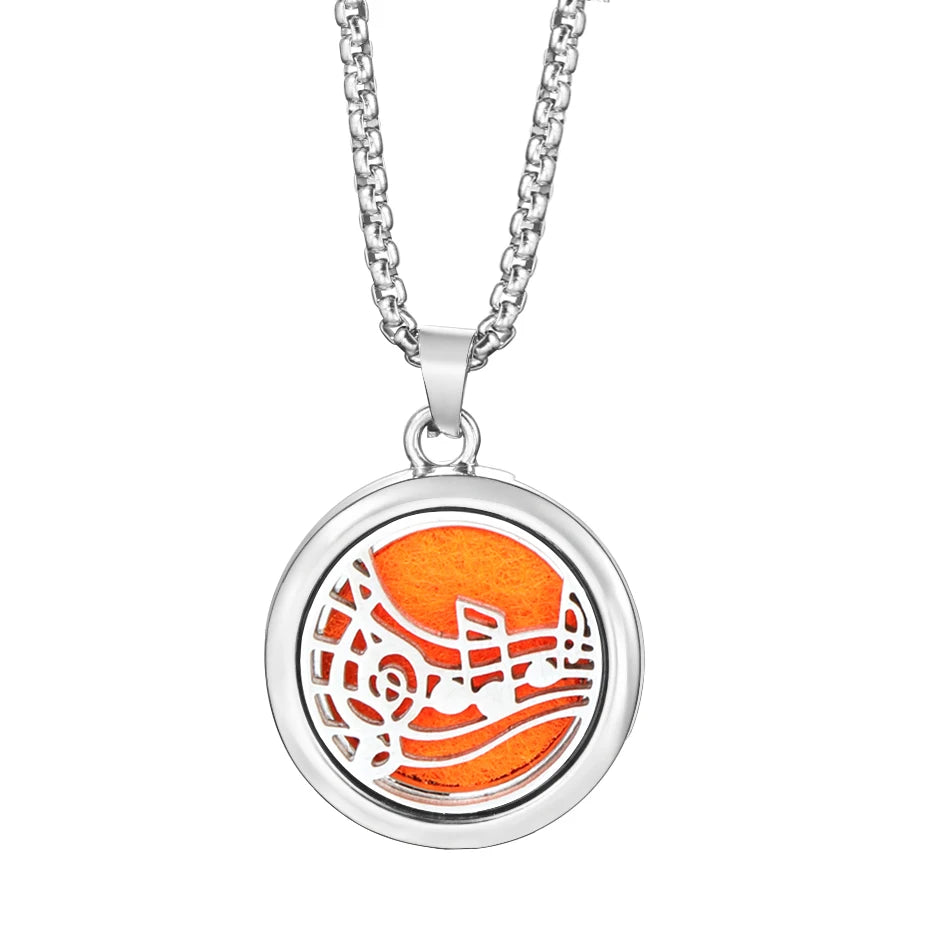 20mm Pattern Insert Perfume Pad Locket Necklace | Stainless Steel Aromatherapy Pendan lifestyle view