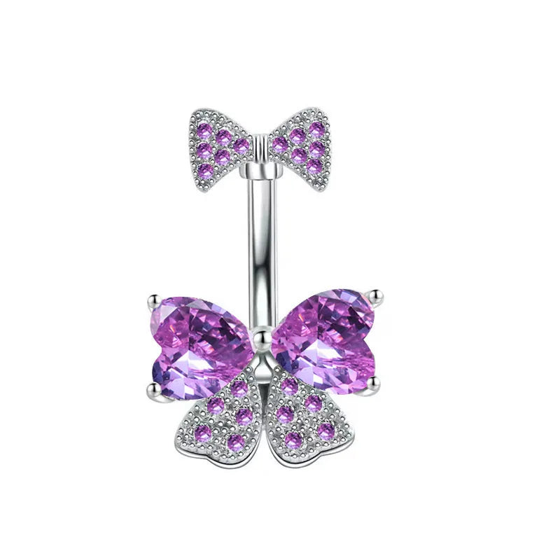 1PCS Pink Crown Belly Button Rings Jewelry Stainless Steel Heart Navel Piercing Bar additional angle