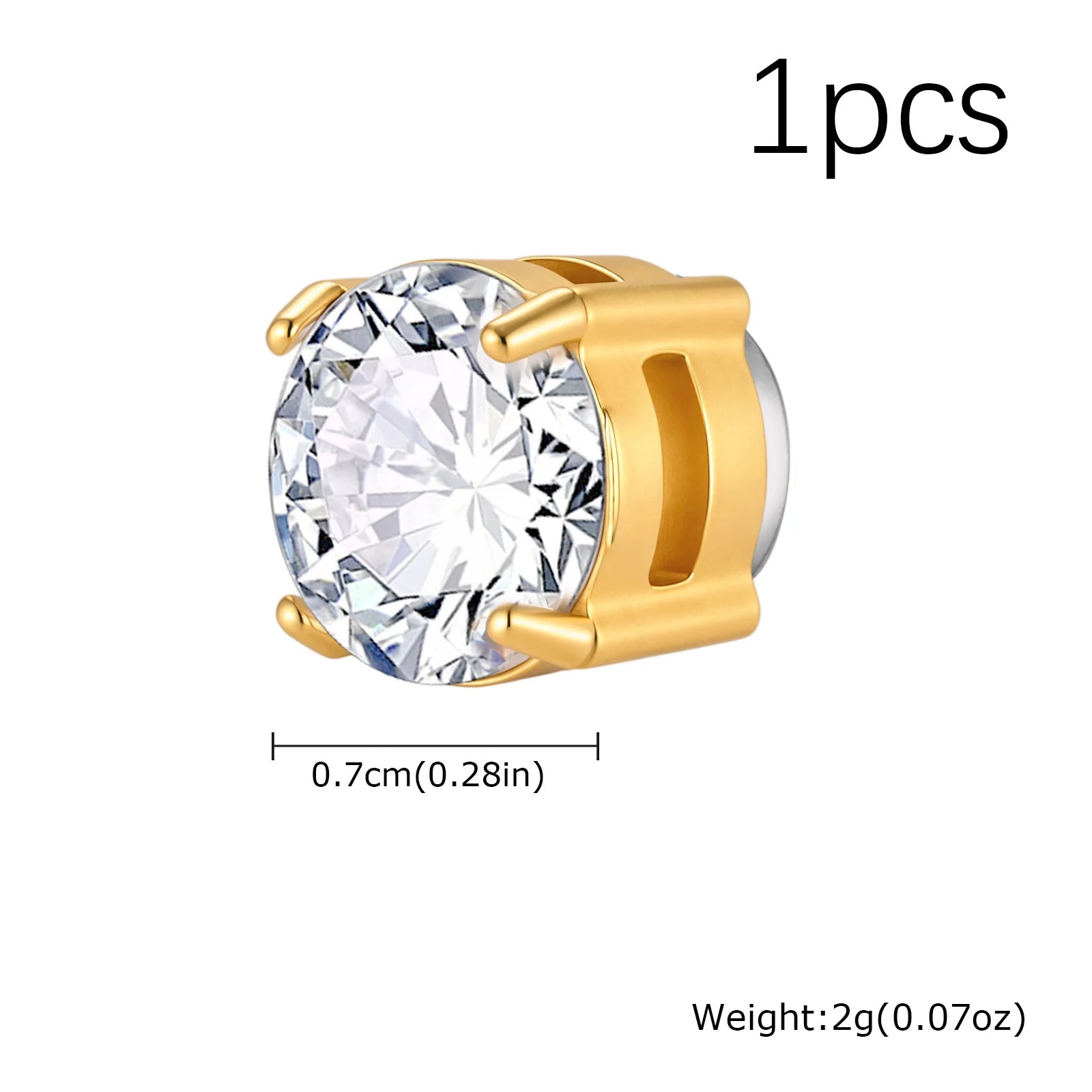 Hip-hop Zircon Magnetic Clip Earrings for Men Women,Anti Allergy Stainless Steel Non alternate view