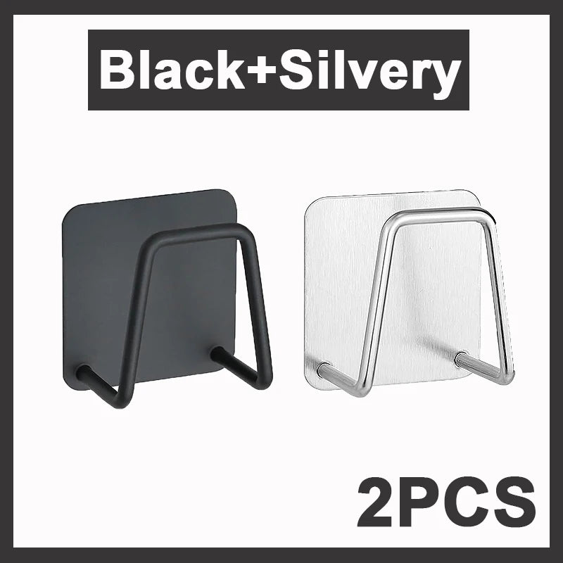 2pcs Sink Sponge Holder for Kitchen Slivery Stainless Steel Household Water Channel Di close-up view