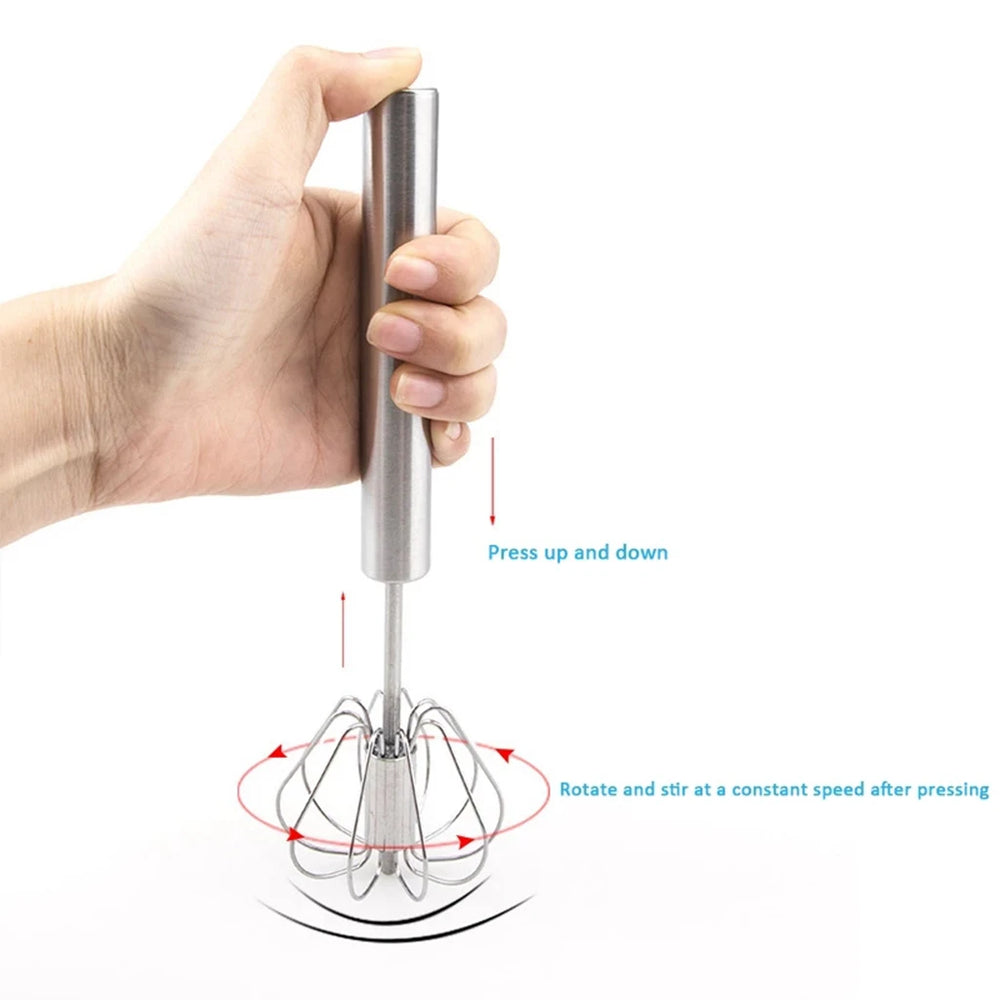 Semi-Automatic Egg Beater | 304 Stainless Steel Manual Hand Mixer alternate view