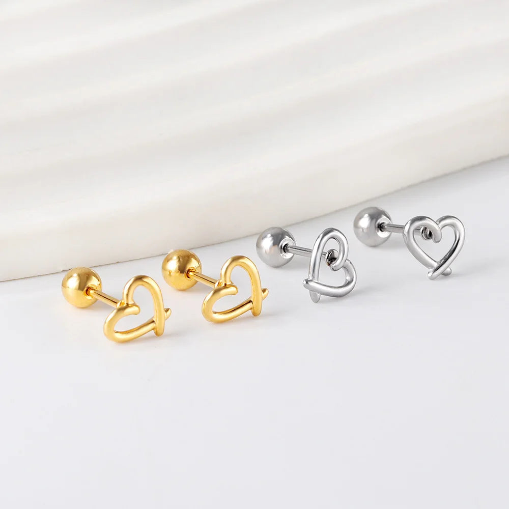 LUXUSTEEL Mini Cute Stainless Steel Stud Earrings Women Girls Heart Butterfly Rabbit lifestyle view