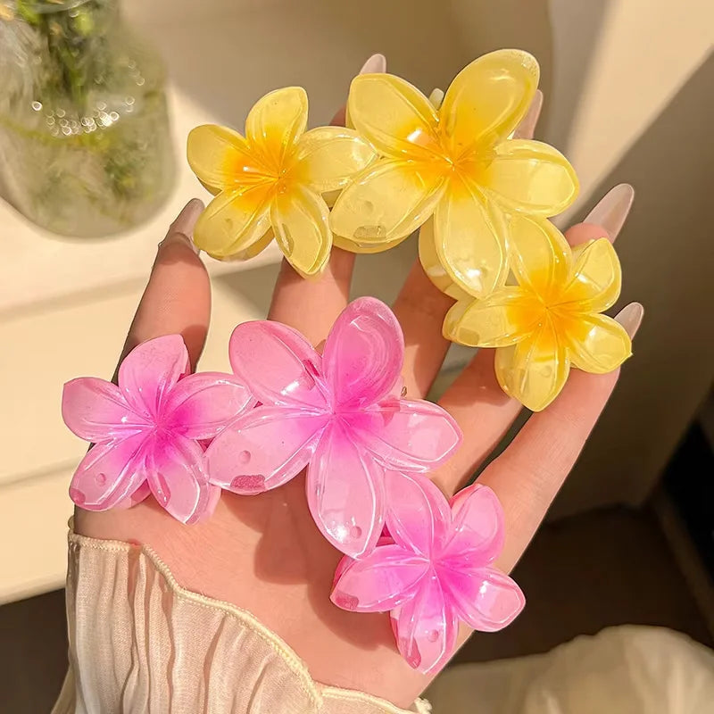 1/2pcs Fashion Gradient Egg Flower Hair Claws Clip For Women Sweet Acrylic Girls Hair alternate view