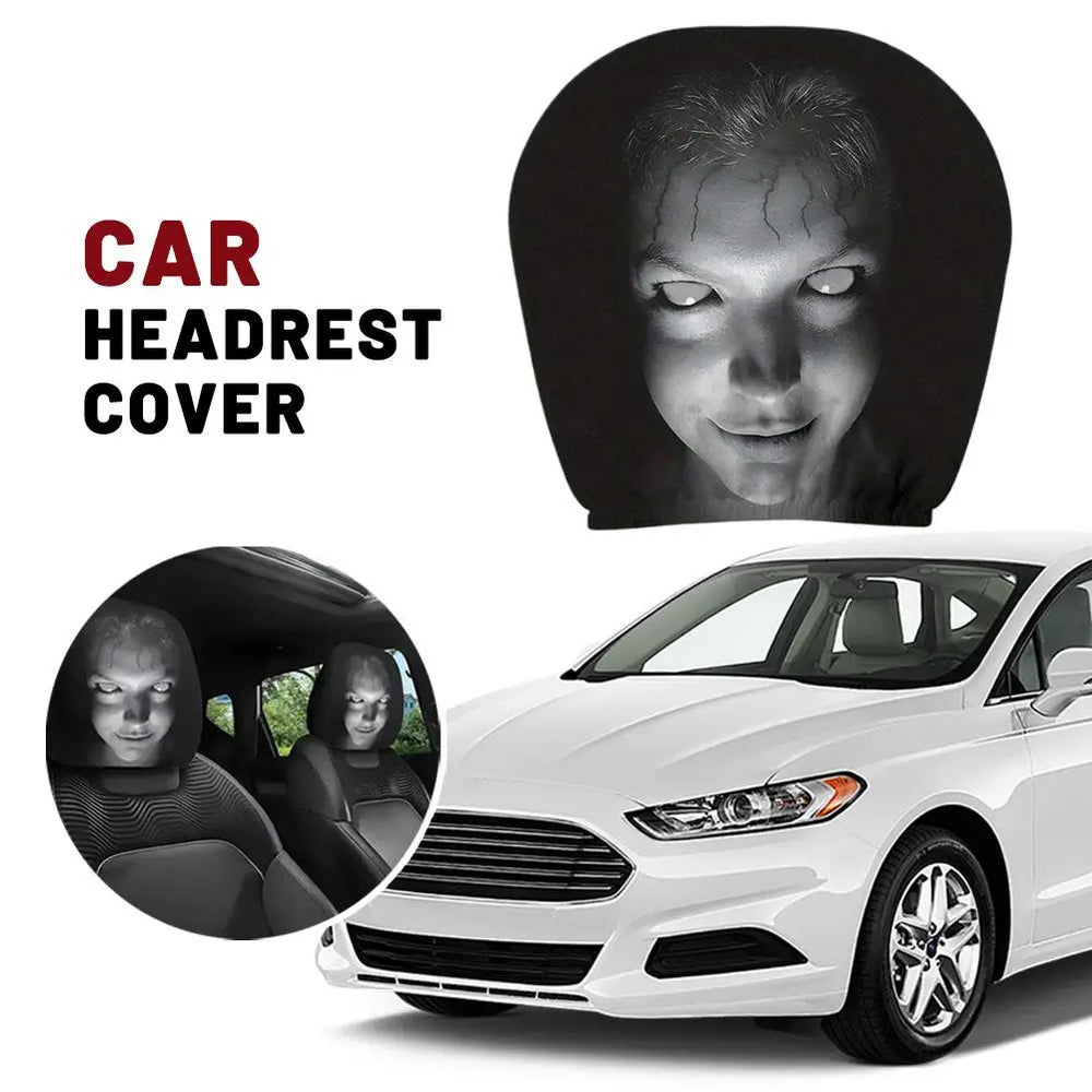 Skull Car Headrest Covers Universal Elastic Fit Halloween 2-Piece alternate view