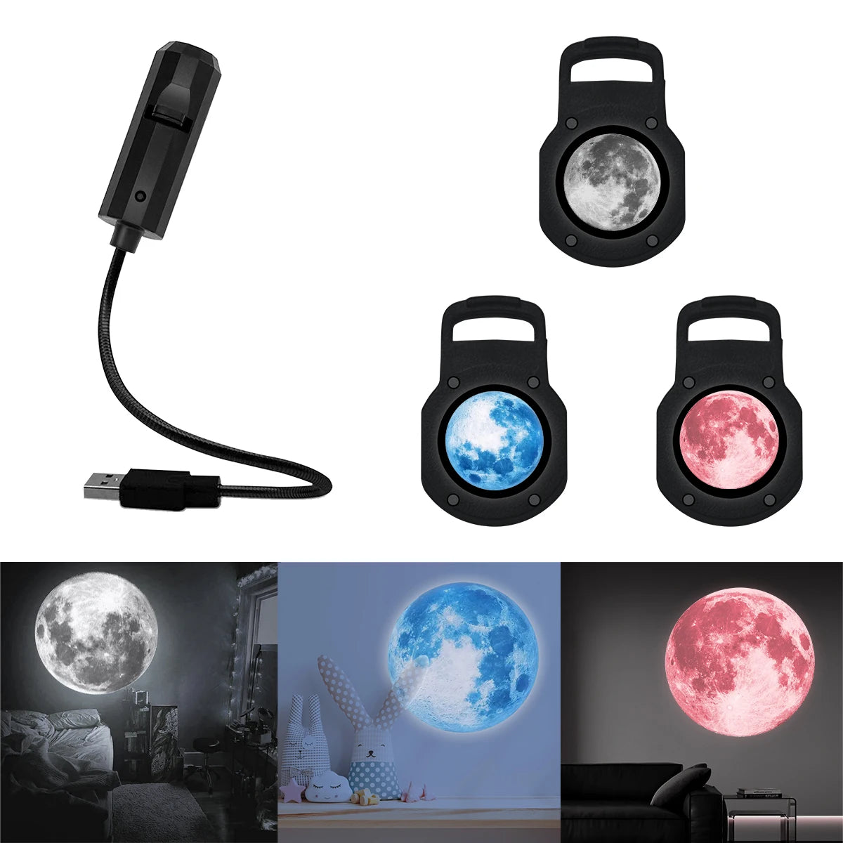 LED Starry Sky Projection Night Light | Three-Color Moon Atmosphere Lamp lifestyle view