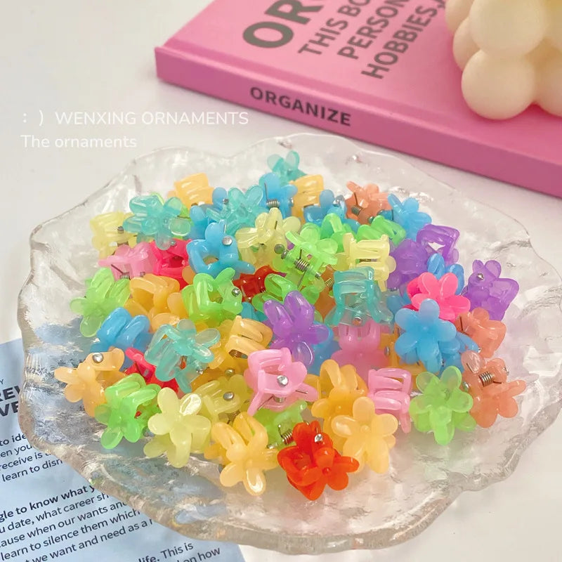 Macaron Color Flower Hair Clips Tiny Claw Clips Sweet Hairpins for Children Girls Fashion Hair Accessories