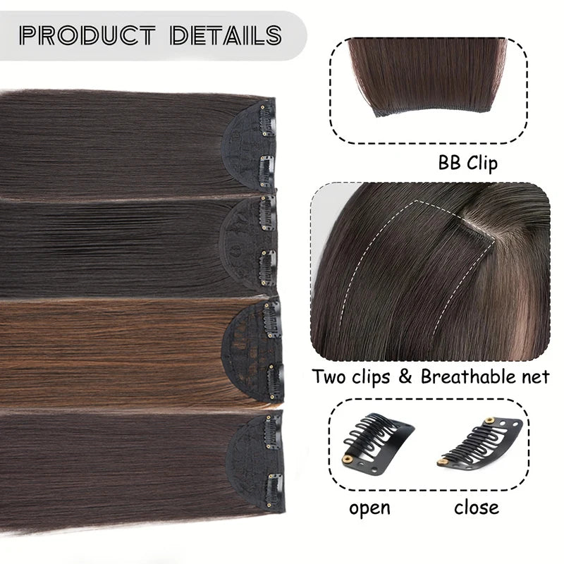 Synthetic Seamless Hair Pads Clip In | Increase Volume Top Hairpiece detail view