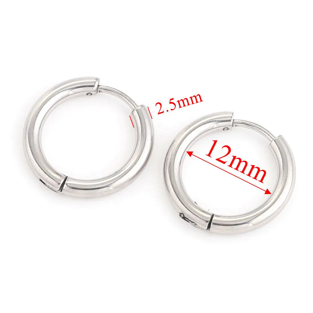 6pcs Stainless Steel Hoop Earrings Set | Hypoallergenic Korean Style Earrings for Wome close-up view