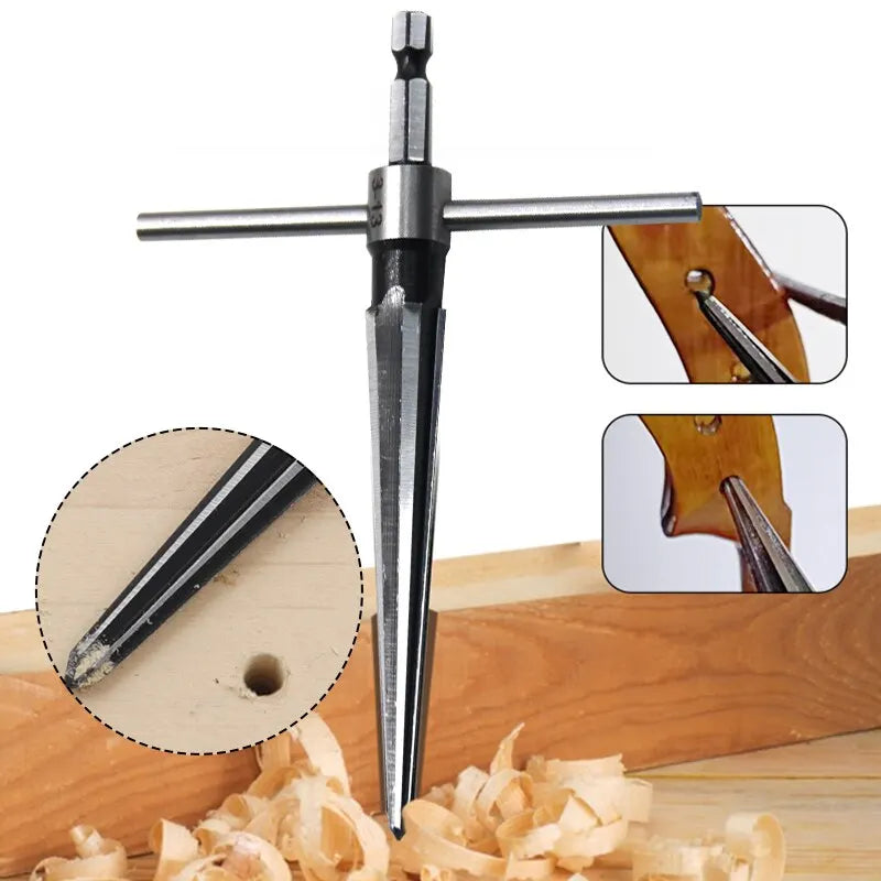 Woodwork Taper Reamer 3-13/5-16mm Wooden Board Electric Drill Hole Expanding Chamfer and detail view