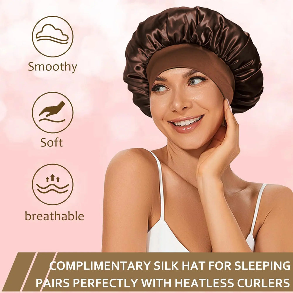 Satin Heatless Curling Rod Headband Set | No Heat Hair Curlers for Overnight Lazy C additional angle