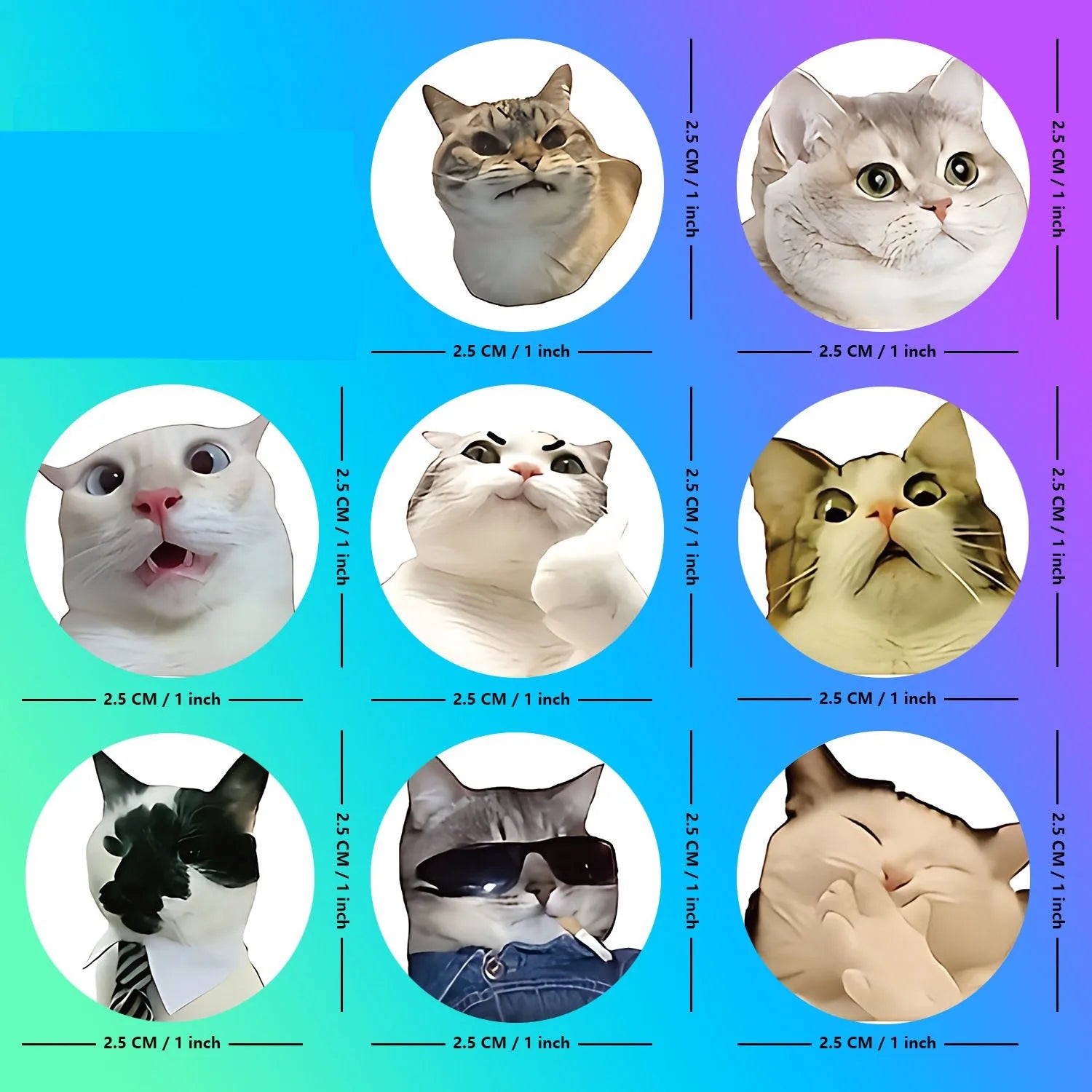Funny Cat Cartoon Sticker Roll | 100pcs Animal Stickers for Photocard Decor additional angle