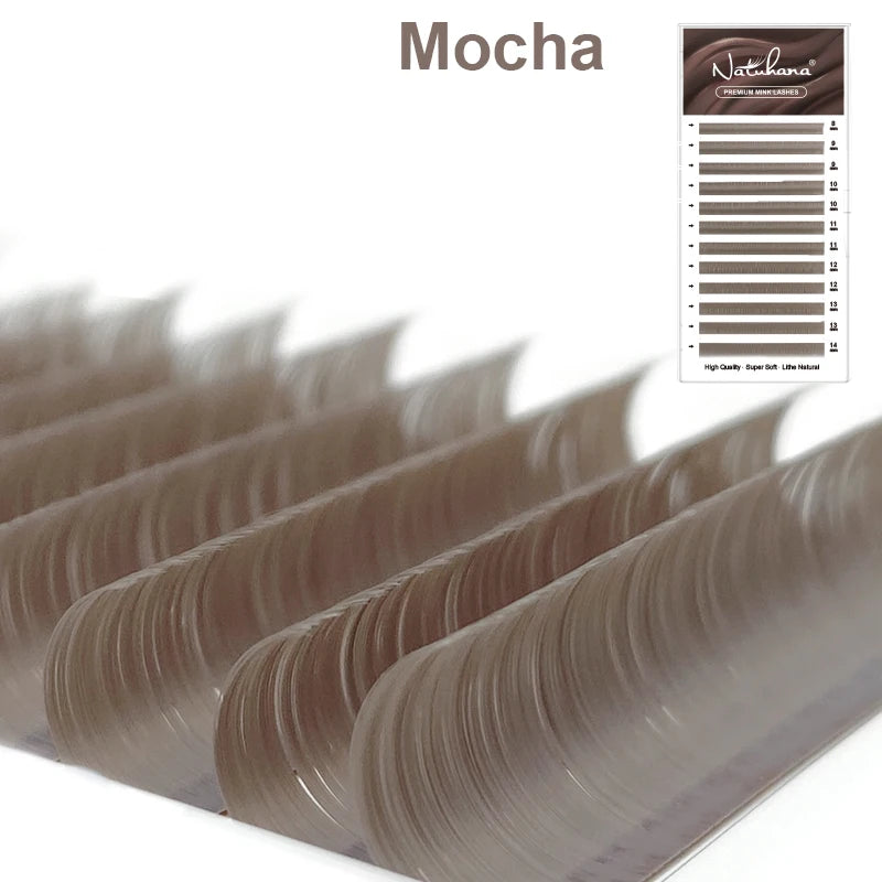 NATUHANA Caramel Colored Lashes | Individual Faux Mink Eyelashes alternate view