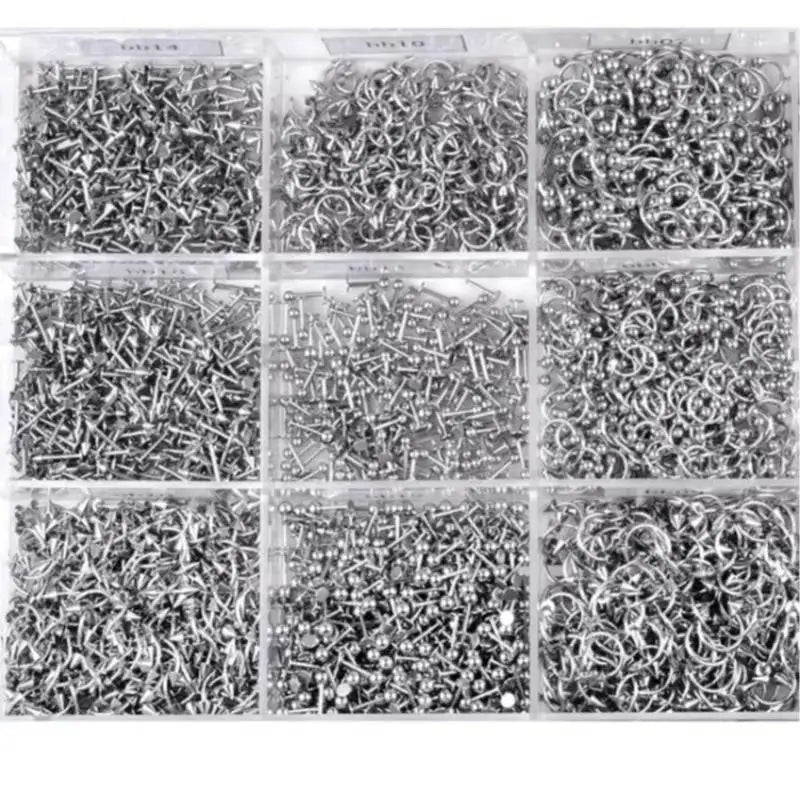 90/45 Pcs Mixed Styles Stainless Steel Eyebrow Navel Belly Lip Tongue Nose Piercing additional angle