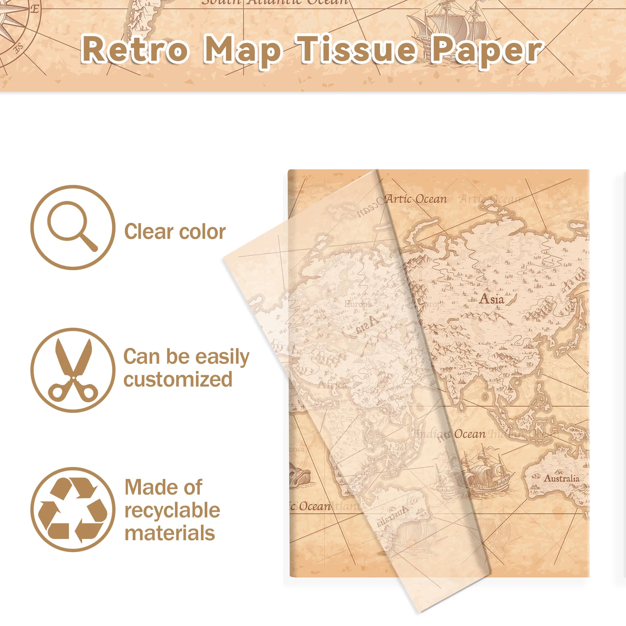15/35pcs World Map Tissue Paper,Gift Box Wrapping Paper For Birthday Party Decoration, DIY Gift Packing Paper Party Supplies