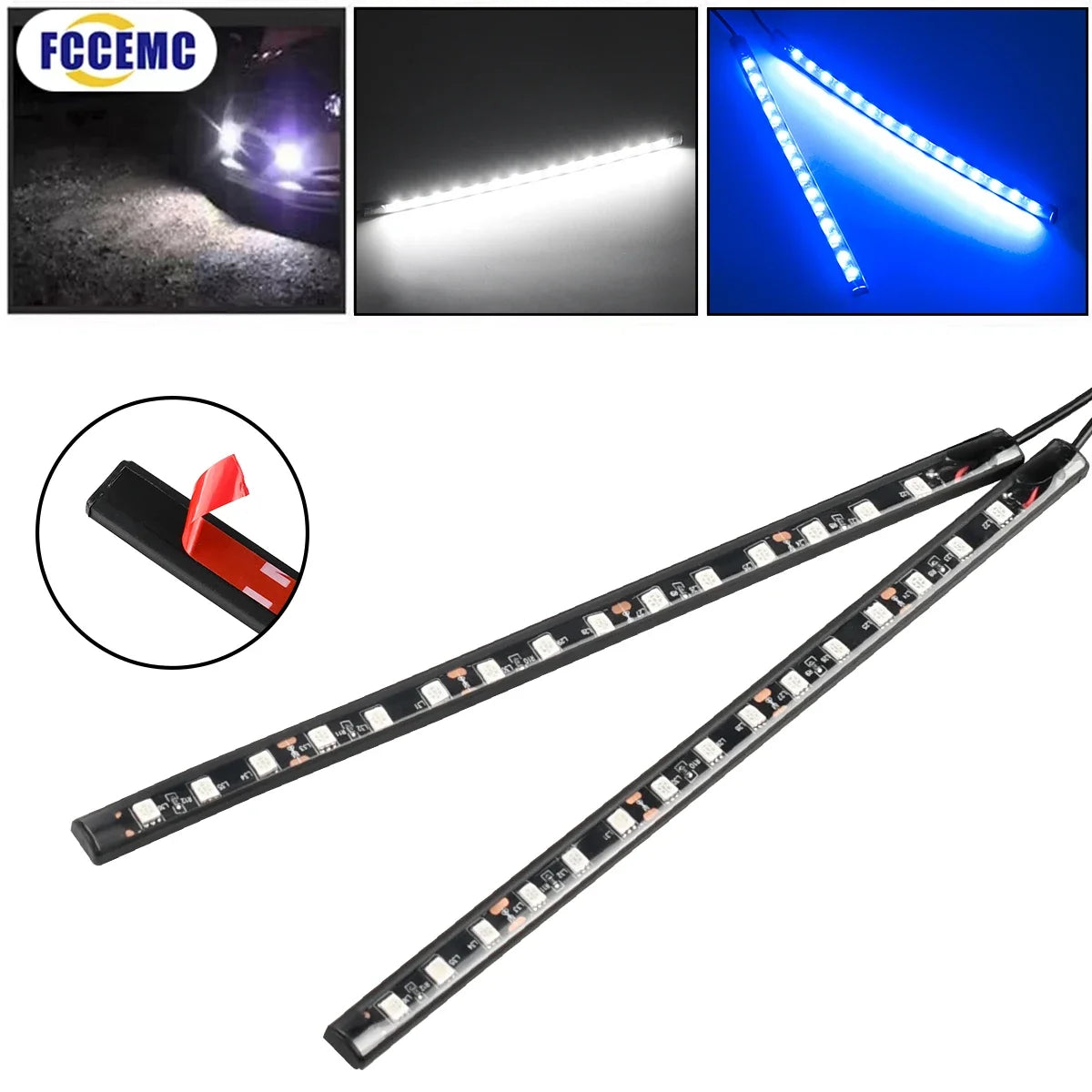 2pcs Car Ambient Lighting Strip | Waterproof 12V LED Decorative Neon Lamp for Auto In alternate view