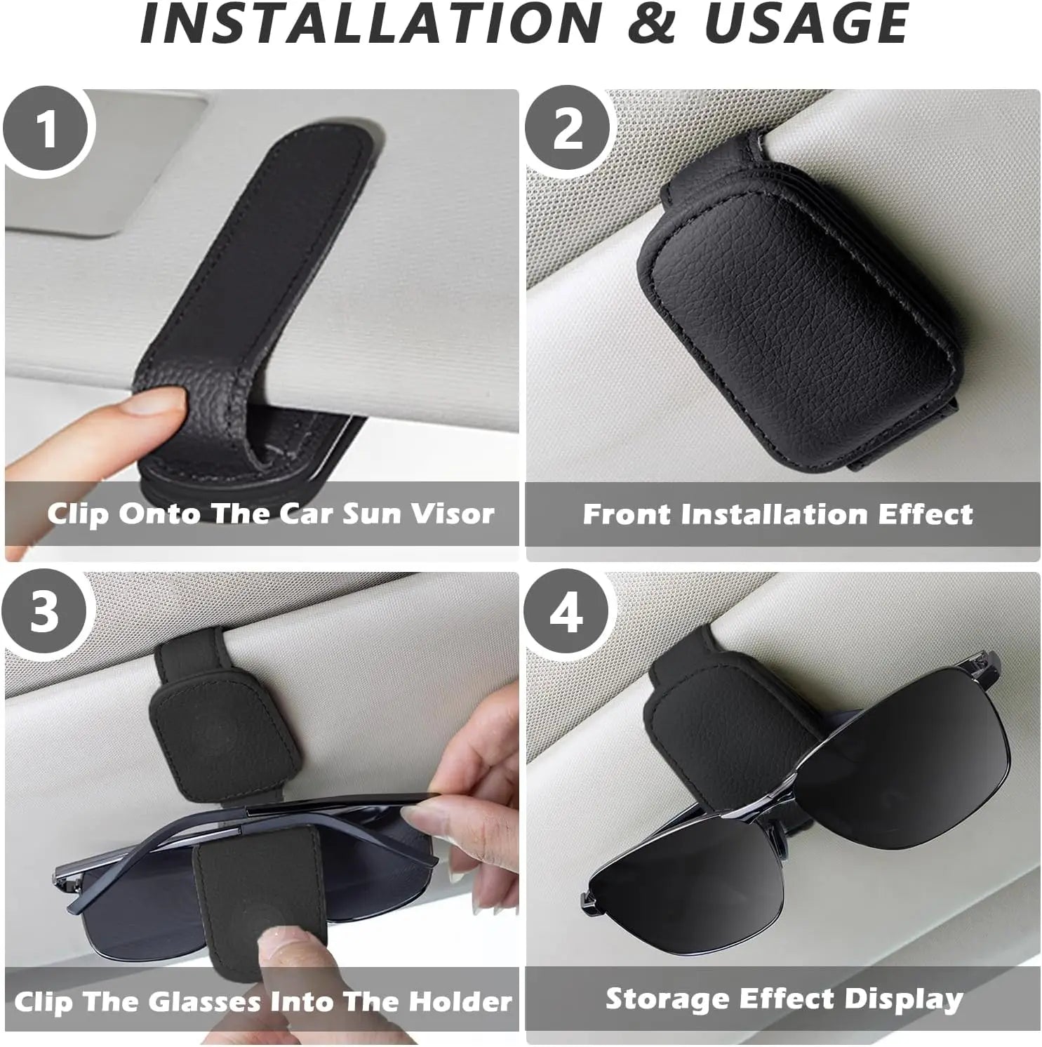 Sunglasses Holder Is Suitable for Car Sun shades Magnetic Leather Sunglasses Clip a additional angle