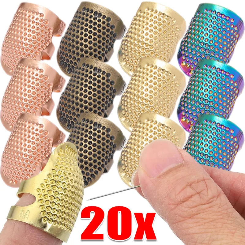 Metal Adjustable Sewing Thimble Sewing Finger Protection Cover Thimbles Cap Shield Ring Fingertip DI