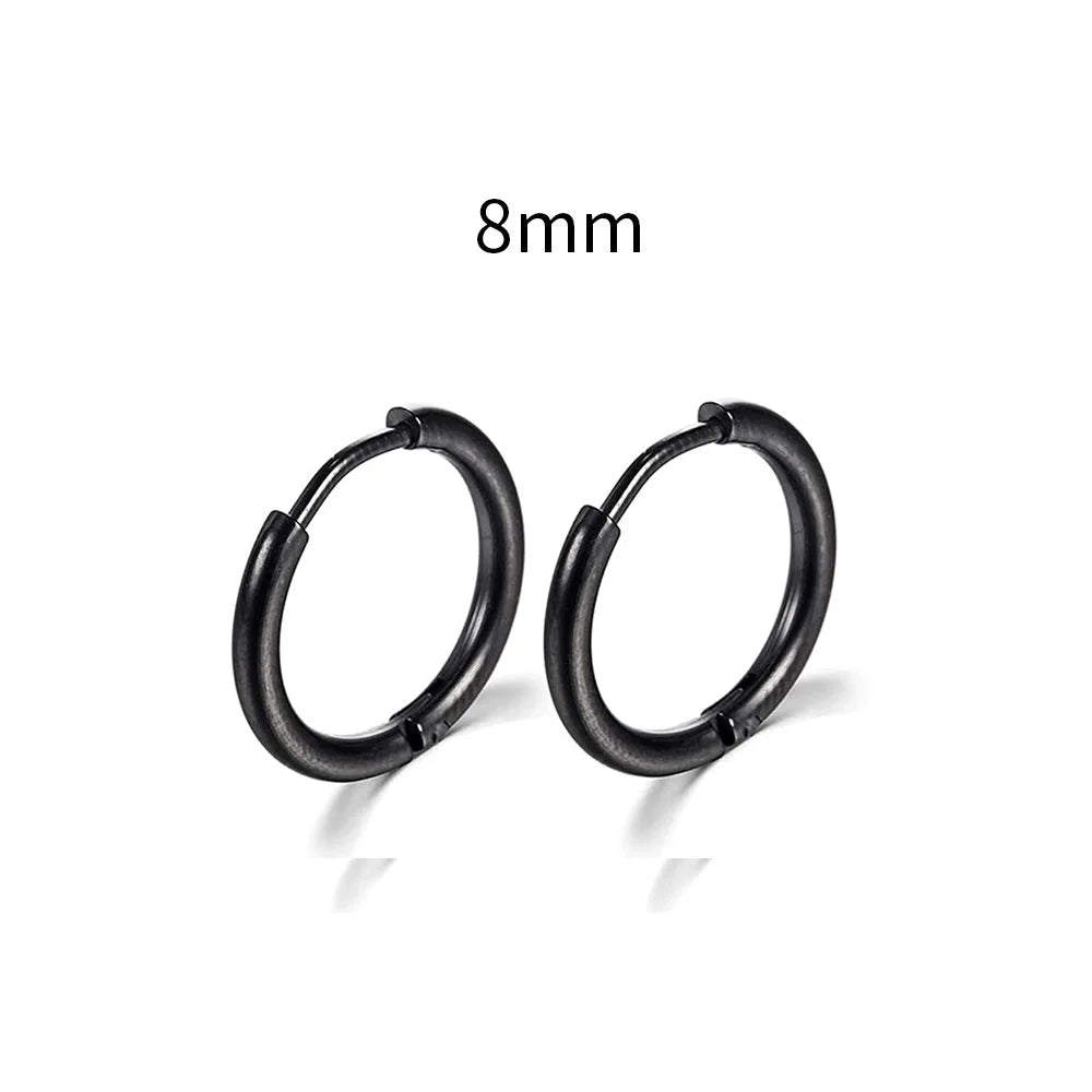 2022 New Simple Stainless Steel Small Hoop Earrings for Women Men Cartilage Ear Pierc lifestyle view