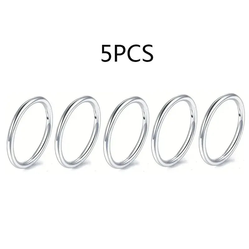 5Pcs 16G Nose Ring Hoop Stainless Steel Nose Piercing Nose Septum Ring Helix Ear Cartila detail view