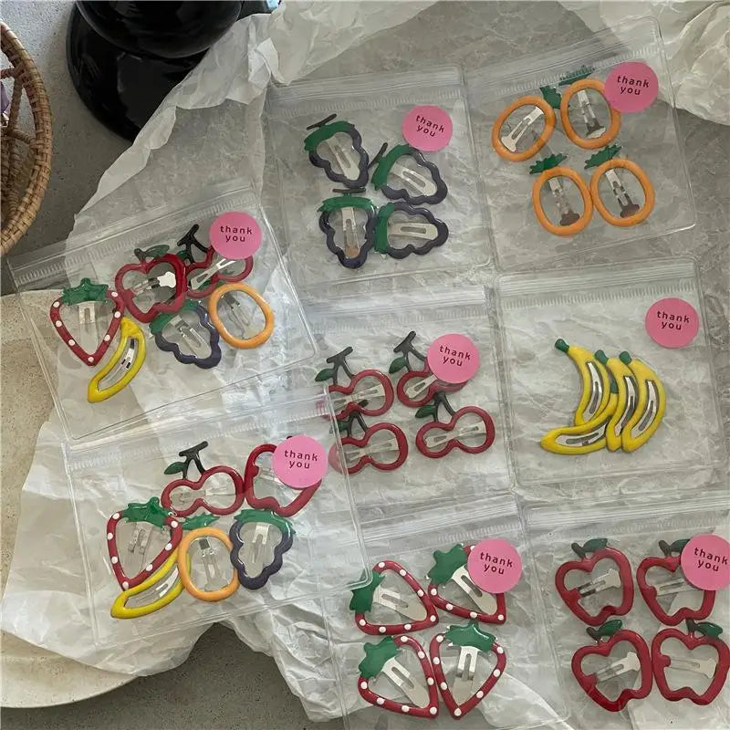 Girls Strawberry Hair Clips 4Pcs 6Pcs Fruit BB Hair Accessories Cute Design for Everyday Use