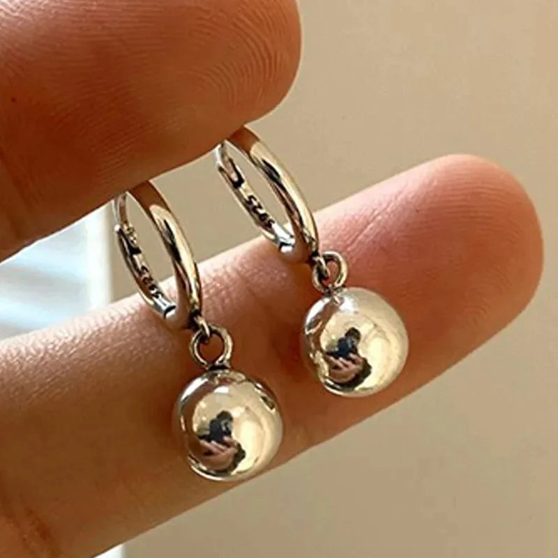 Smooth Ball Drop Earrings for Women | Creative Gold White Rosegold Dangle Jewelry alternate view