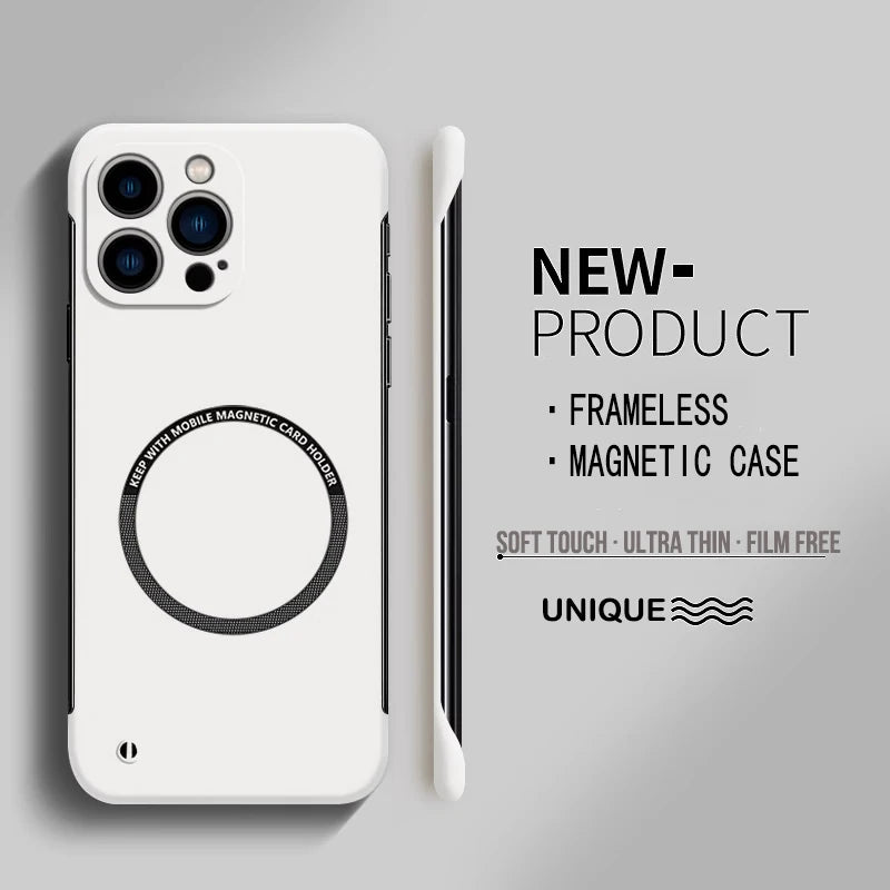 【Iron Plate Glue on Surfce 】Ultra Thin Hard Magnetic Frameless Phone Case For iPhone lifestyle view