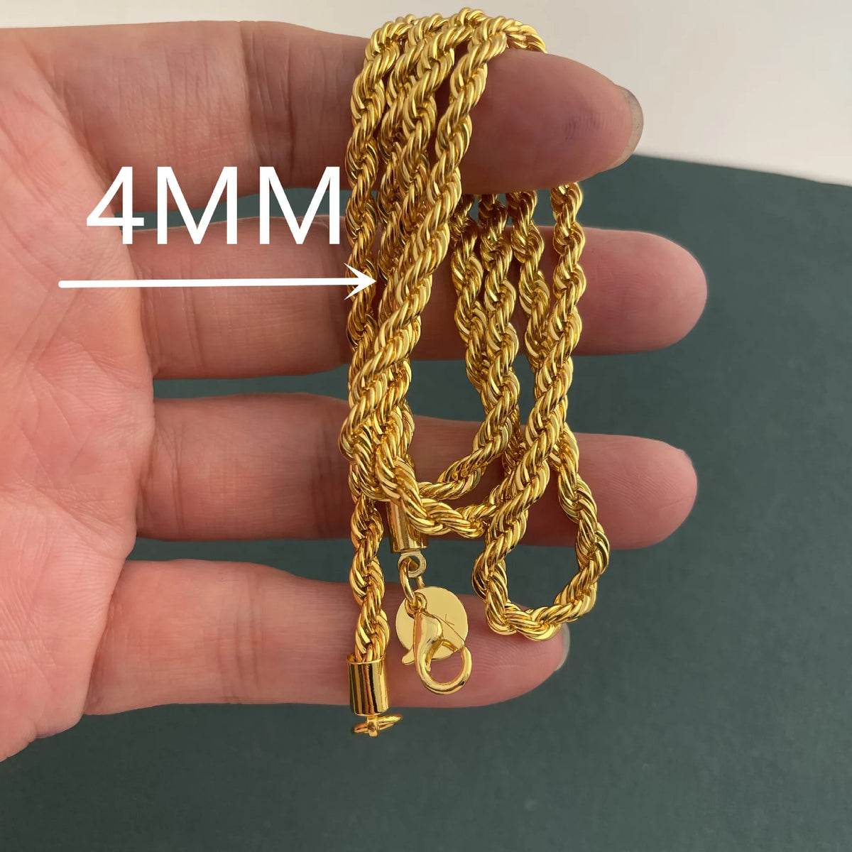 Andara 925 Sterling Silver 18K Gold Plated 4mm Twisted Rope Necklace | Unisex Minimalist Jewelry