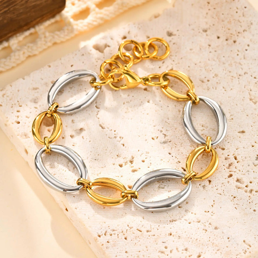 Elliptical Chain Bracelet for Women | Handmade Stainless Steel Jewelry alternate view