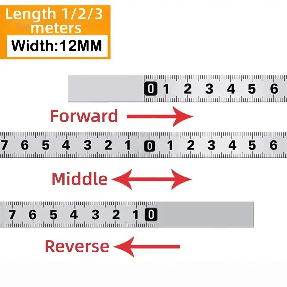 Self-Adhesive Stainless Steel Measuring Tape | 12mm Wide Workbench Ruler additional angle