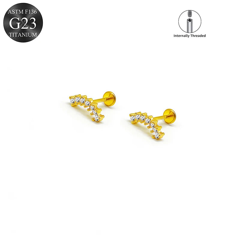 EVISPOL ASTM F136 G23 Titanium Tiny CZ Labret Lip Stud Earring for Women 16G Heart additional angle