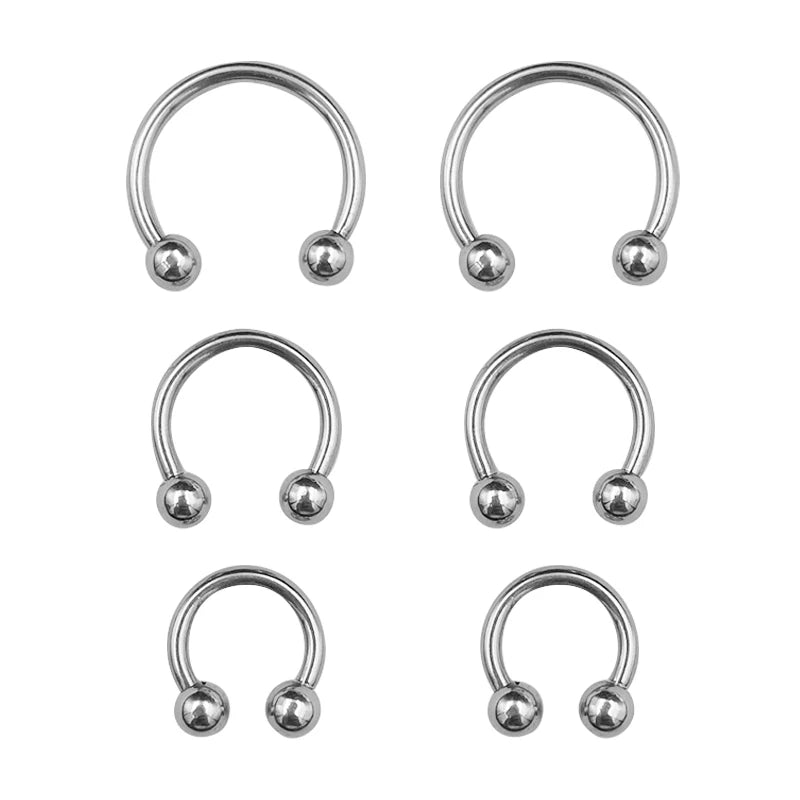 6PCS/Set Metal Horseshoe Fake Nose Ring C Clip BCR Septum Lip Stainless Steel Piercin lifestyle view