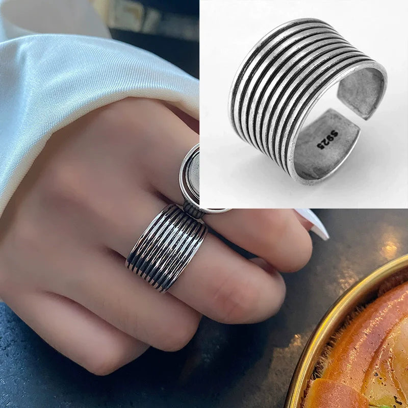 Sam Panda 925 Sterling Silver Rings For Women Men Fine Jewelry Finger Adjustable Open lifestyle view