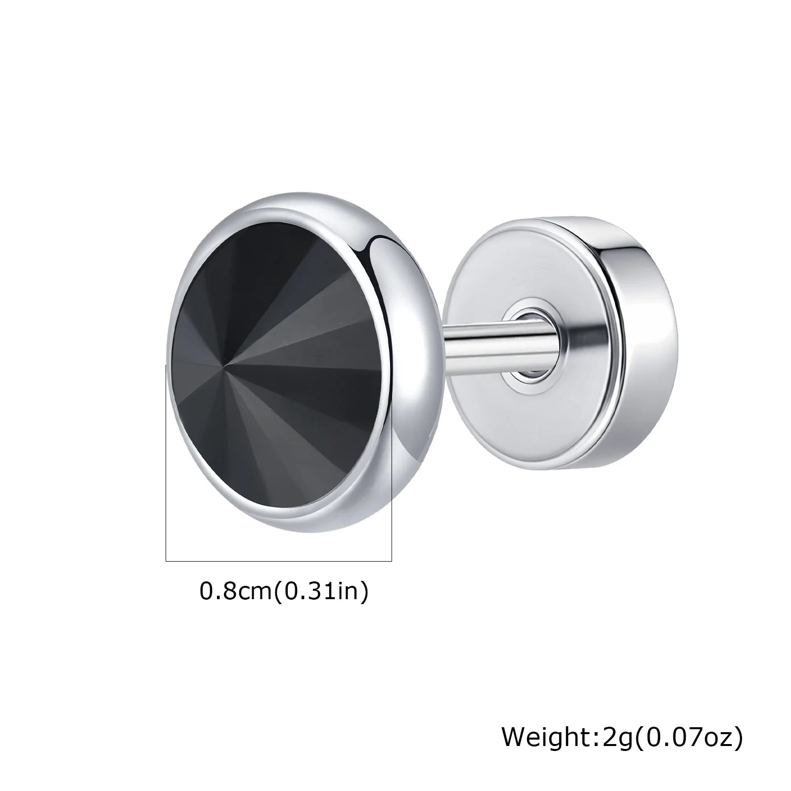 Anti Allergy Round Zircon Stud Earring for Men,AAA CZ Stone Stainless Steel Ear Stud, alternate view